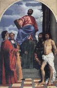 St Mark with SS Cosmas,Damian,Roch and Sebastian Titian
