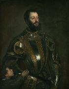 Portrait of Alfonso d'Avalos (1502-1546), in Armor with a Page  Titian