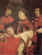 Pope Leo X with Cardinals Giulio de'Medici and Luigi de'Rossi Raphael