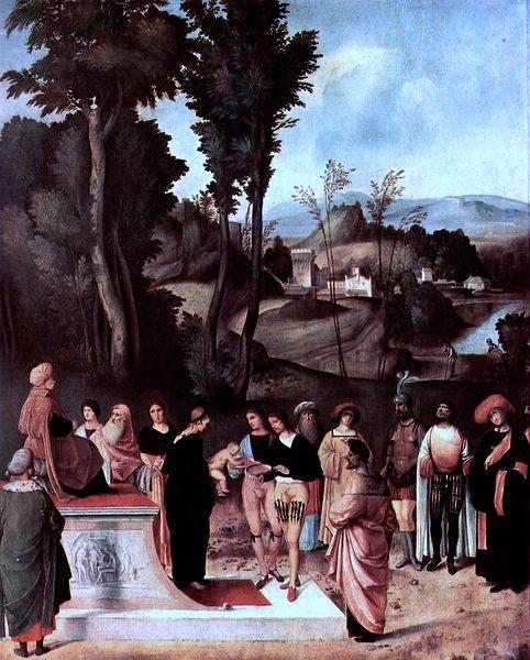 Giorgione Der Mosesknabe vor dem Pharao